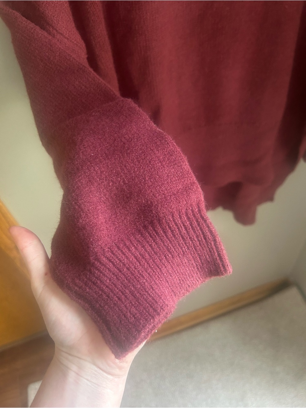 Mustard Seed Oversized Mock Neck High Low Sweater - Burgundy - Picture 9 of 15